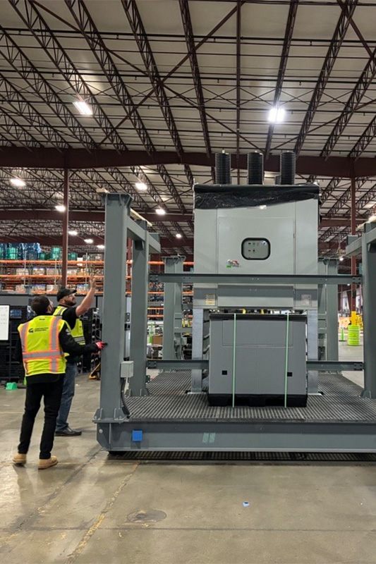 High side skid assembly preparing for shipment